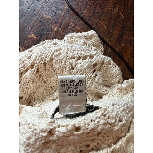 Chunky BOHO Cream Crochet Cozy Sweater  Neck Long Sleeve M - Picture 11 of 11